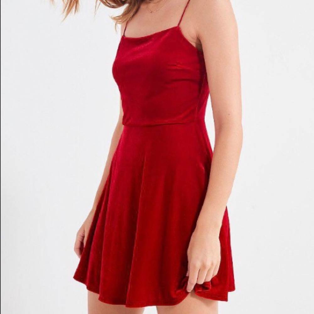 Urban Outfitters red velvet dress size Small